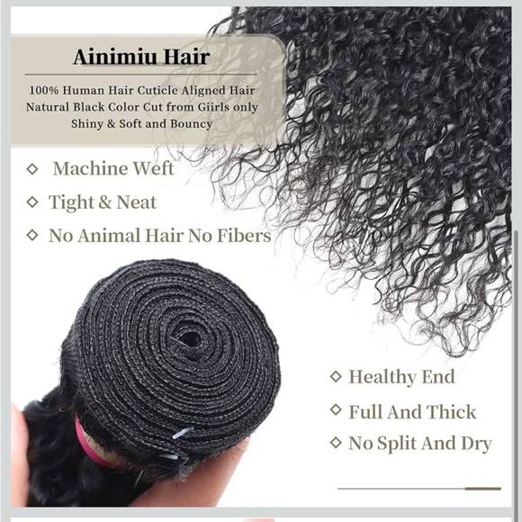 NWT 3 bundles Curly Wavy Brazilian Human Hair Unprocessed 100g/pc 10 12 14 inch - Picture 7 of 15